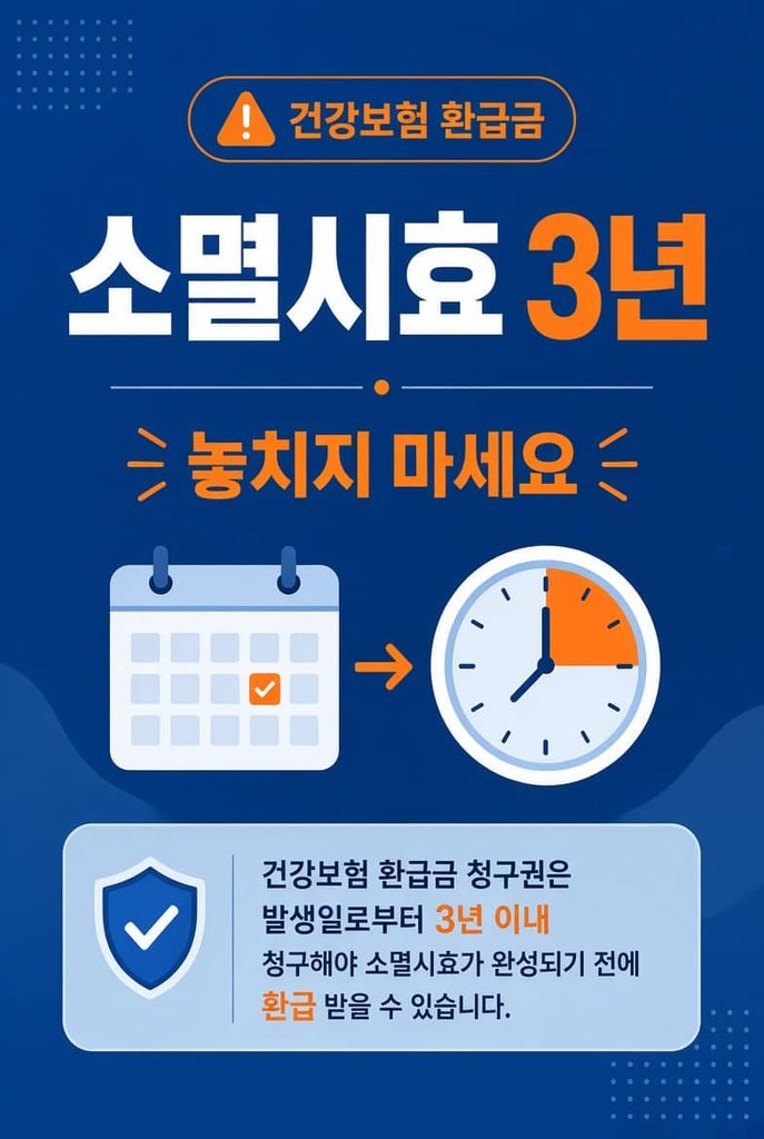 미환급 건강보험료 환급금 소멸시효 3년 안내 이미지